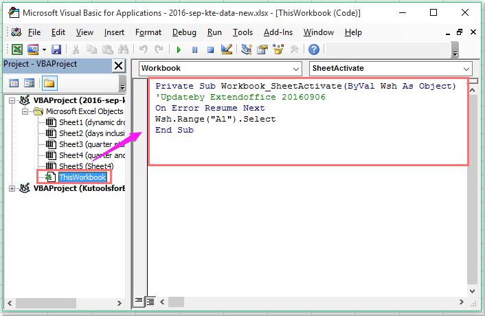 Hướng dẫn luôn mở Workbook ở ô A1 trong Excel bằng VBA